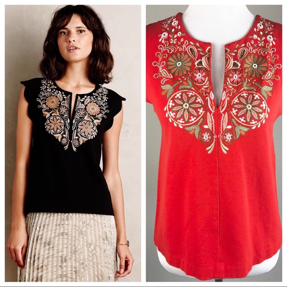 Anthropologie Tops - Anthropologie Akemi + Kin Binah Scalloped Red Top